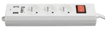 Удлинитель-удлинитель 3 метра 3х230В 2XUSB