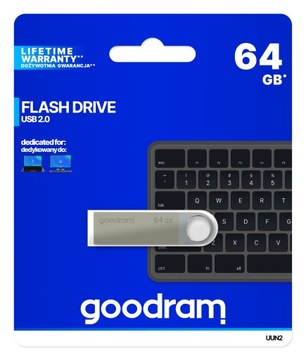 Флеш-накопитель GOODRAM 64 ГБ UUN2 USB 2.0, серебристый