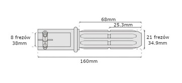 Adapter wałka WOM 8 frezów 38mm / 21 frezów 34,9mm