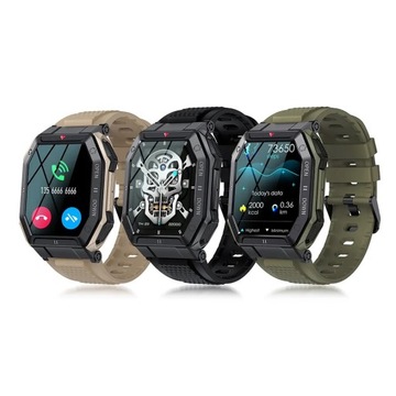 SMARTWATCH МУЖСКИЕ ВОЕННЫЕ ЧАСЫ TALKS МНОГОФУНКЦИОНАЛЬНОЕ ЗЕЛЕНОЕ МЕНЮ PL