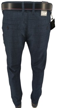 SPODNIE MĘSKIE CIEMNE W KRATĘ W42 106-108 CM