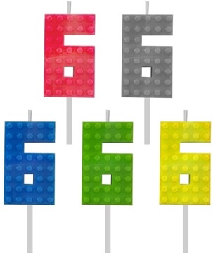 СВЕЧА НОМЕР ШЕСТЬ КИРПИЧ НА 6-Й ДЕНЬ РОЖДЕНИЯ LEGO BRICKS