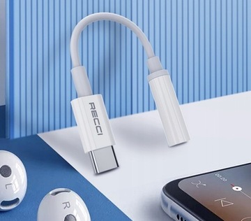 PRZEJŚCIÓWKA ADAPTER AUDIO USB-C TYP-C - MINI JACK 3.5MM AUX RECCI