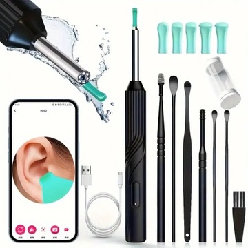 УМНАЯ ОТОСКОПНАЯ КАМЕРА ВОСК ДЛЯ ЧИСТКИ УШЕЙ WIFI HD НАБОР ДЛЯ ЧИСТКИ УШЕЙ ЧЕРНЫЙ