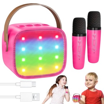 КАРАОКЕ-МАШИНА ПОРТАТИВНЫЙ ДИНАМИК BLUETOOTH С 2 БЕСПРОВОДНЫМИ МИКРОФОНАМИ