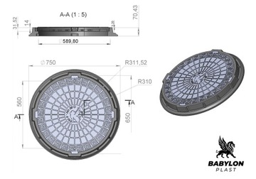 Крышка люка септика Охлаждает Babylonplast + Замок