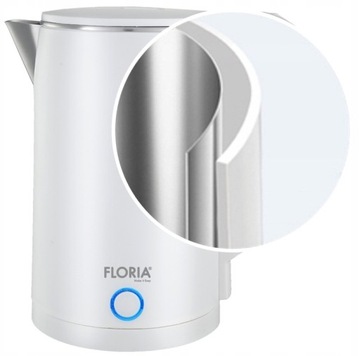 FLORIA Double Wall Kettle 2л 1500 Вт электрочайник, белый