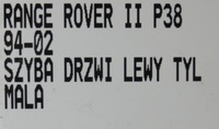 фото thumb №3, Range rover ii p38 94-02 стекло дверь левая левый зад задняя малый треугольник