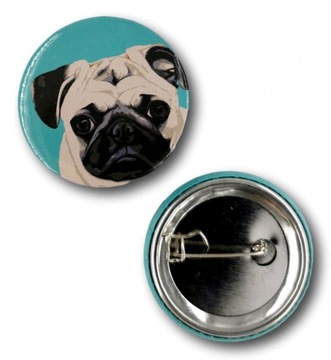 Przypinka Metalowa Okrągła Głowa Mopsa Metal Pin