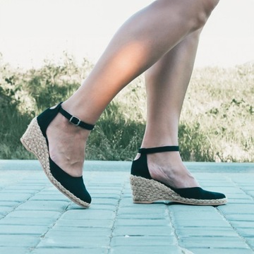 Espadryle spotykanka (7 cm ) CZARNE 37