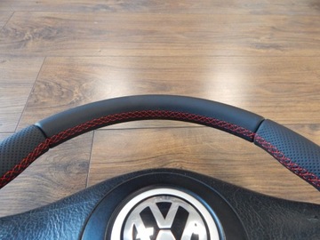 фото thumb №7, Кермо + подушка vw golf iv passat b5 bora червона nić