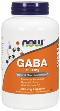 NOW Foods GABA 500mg TAURYNA TEANINA WIT.B6 REGENERACJA SKURCZE RELAKS 200k