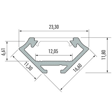 Profil aluminiowy listwa LED STUDIO PK-03 narożny kątowy surowy 100cm