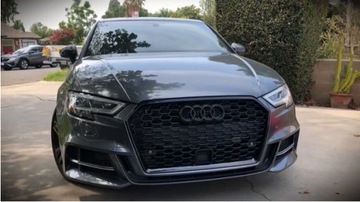 Решетка Audi A3 8V LIFT 17- RS3 в стиле RADAR PDC сотовая, черная глянцевая