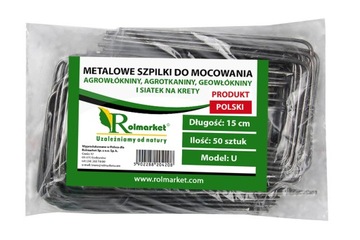METALOWE SZPILKI do agrowłoknina agrotkanina włókniny U kotwy 15cm 50szt