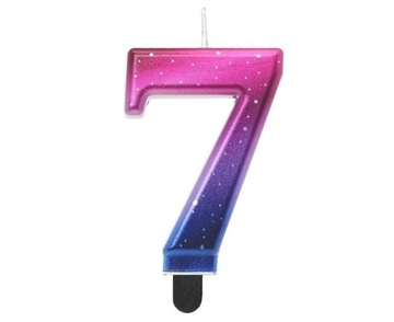 Świeczka na tort Cyfra 7 metaliczna Ombre Galaxy