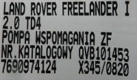 Land rover freelander i 2.0 td4 насос підсилювача zf 7690974124 qvb101453 Недорого, фото thumb