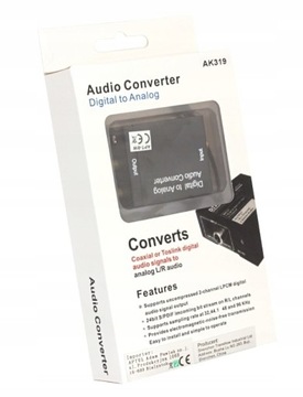 КОАКСИАЛЬНО-ОПТИЧЕСКИЙ КОНВЕРТЕР TOSLINK SPDIF НА 2 разъема CINCH RCA ИЛИ 3,5 мм JACK