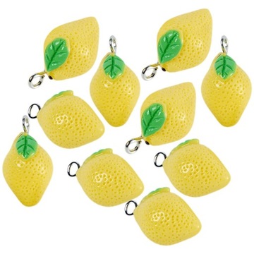 CYTRYNOWE ŻÓŁTE KOLCZYKI CHARMS 10 SZT