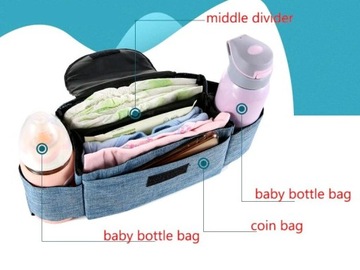 Torba do wózka organizer na pieluchy butelki mamy