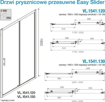ВСТРАИВАЕМЫЕ РАЗДВИЖНЫЕ ДУШЕВЫЕ ДВЕРИ 130x190