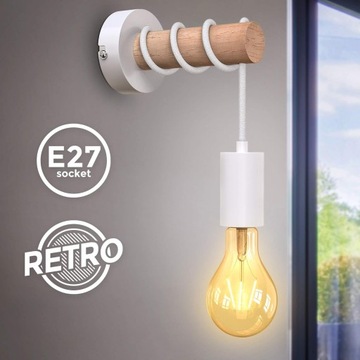 - Kinkiet wewnętrzny z drewnianą aplikacją, oprawka E27, maks. 10 W, lampa