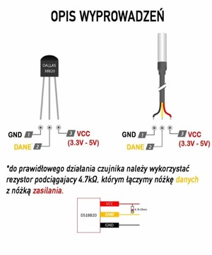 Датчик температуры DS18B20 водонепроницаемый цифровой зонд Даллас 5 м