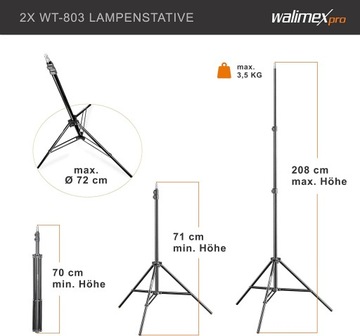 ZESTAW STUDYJNY SOFTBOX STATYWY TŁO WALIMEX PRO