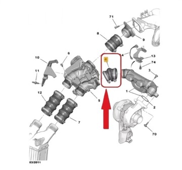 фото thumb №2, Труба шланг снеговик интеркулер do citroen berlingo c4 picasso 1.6 hdi