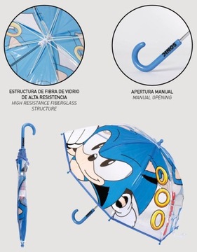 Jeż Sonic Głęboki Parasol Parasolka dla Dzieci