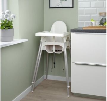 Детский стульчик, белый/серебристый АНТИЛОП Ikea
