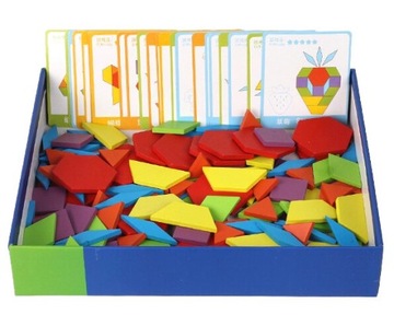 Układanka drewniana Montessori gra logiczna puzzle mozaika 130 el.