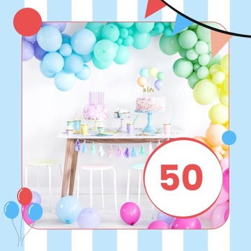 BALONY PASTELOWE KOLOROWE MIX 50 SZT 25CM GIRLANDA