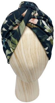 Шапка Turban Twist Jersey Thin Bouquet черная