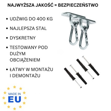MAMOI kółka gimnastyczne dla dzieci, Regulowana huśtawka ringo obręcze+hak