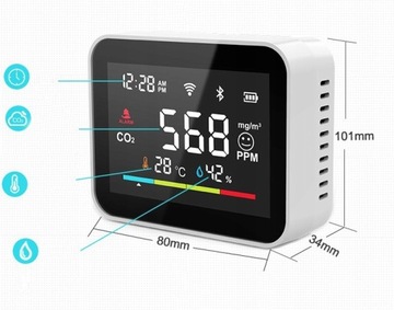 Датчик CO2 TUYA Измеритель углекислого газа, термометр, измеритель влажности WIFI