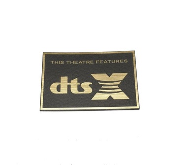 Emblemat DTS X THEATRE FEATURES złota 290x190mm