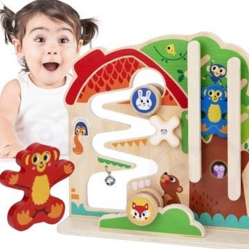 Tooky TOY Деревянная доска-лабиринт Монтессори для манипуляций