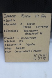 фото thumb №15, Mercedes ml w164 спинка сидіння lewego alcantara білий nić przed liftem