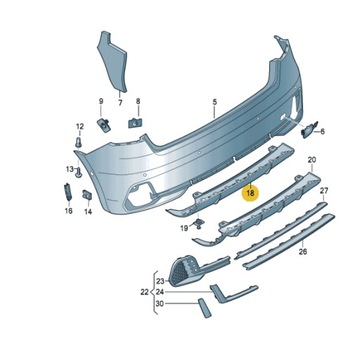 AUDI A1 II 19- S-LINE SPOILER DARK CHROME MAT ZDERZAKA TYŁ 82A807421A