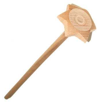 Rogalka mątewka ubijacz pełna gwiazdka DREWNO 30cm