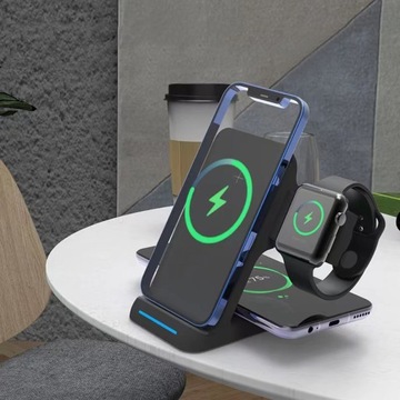 ИНДУКТИВНОЕ ЗАРЯДНОЕ УСТРОЙСТВО Qi ДЛЯ IPHONE X 11 12 13 14 15 ДЛЯ AIRPODS СМОТРИ БЫСТРО