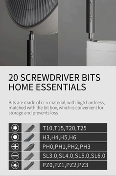 ЭЛЕКТРИЧЕСКАЯ ОТВЕРТКА АККУМУЛЯТОРНАЯ ОТВЕРТКА KS-882036 USB + 20 БИТ 23в1