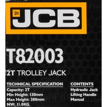 ПОДЪЕМНЫЙ ДОМКРАТ 130–380 мм JACK FROG JCB 2T