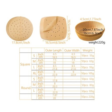 50Pcs Air Fryer Paper Special For Baking Kitchen