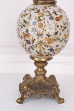 Stylowy ŚWIECZNIK BOGATO ZDOBIONY Porcelana + Brąz