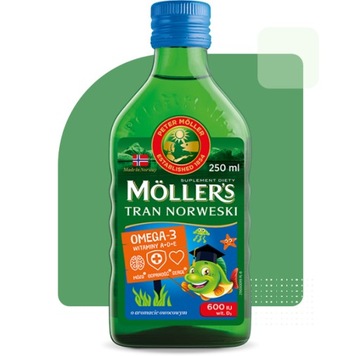 2x масло печени трески Möller's NORWEGIAN, 250 мл, вит. D3 А и Е омега-3