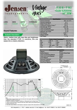 JENSEN P10R-F 10-дюймовый гитарный динамик