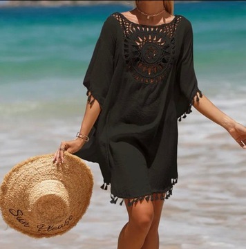 PAREO TUNIKA BOHO LETNIA SUKIENKA NARZUTKA PLAŻOWA NA PLAŻĘ PLAŻOWA