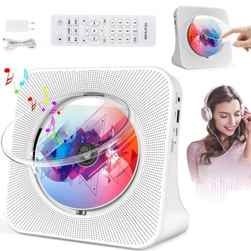 ПОРТАТИВНЫЙ CD-ПЛЕЕР 5.0 BLUETOOTH ДИНАМИК С ПУЛЬТОМ ДИСТАНЦИОННОГО УПРАВЛЕНИЯ БЕЛЫЙ